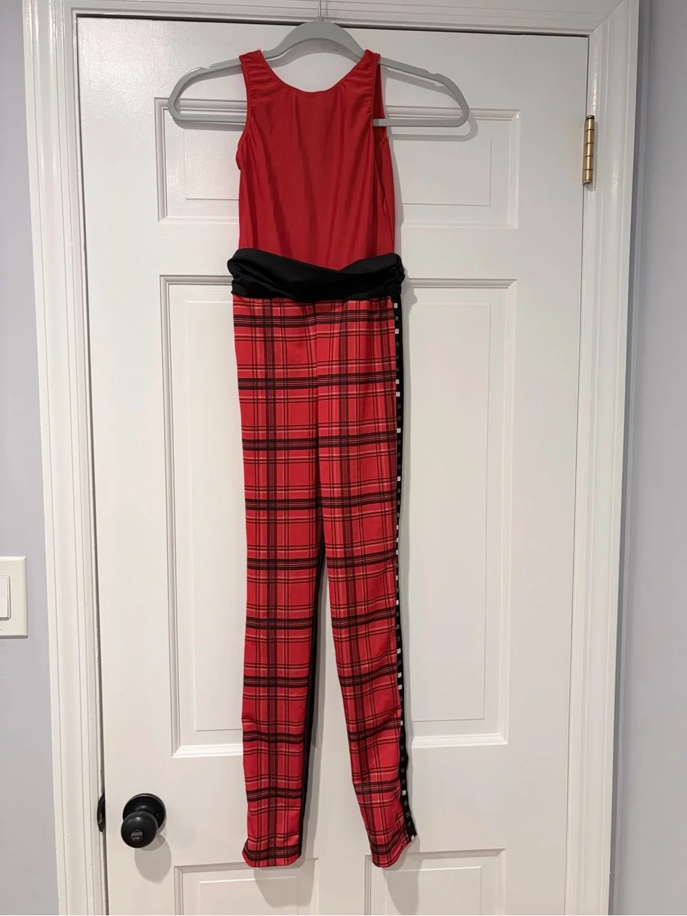 Revolution Dancewear Red Plaid Unitard Catsuit LC